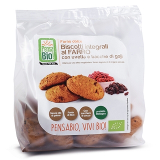 Pensa Bio Biscotti farro integrale con uvetta e bacche goji Bio g250